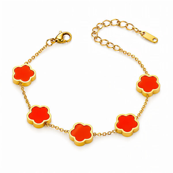 "Flower Meadow" Bracelet, 18K Gold Plated Steel