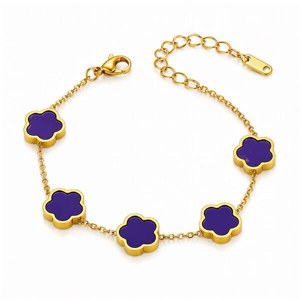 "Flower Meadow" Bracelet, 18K Gold Plated Steel