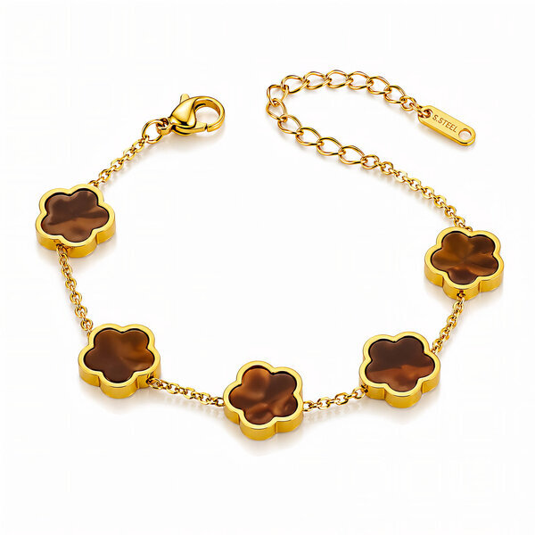 "Flower Meadow" Bracelet, 18K Gold Plated Steel