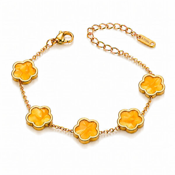 "Flower Meadow" PVD Gold-Plated Steel Bracelet - Bubble Pop