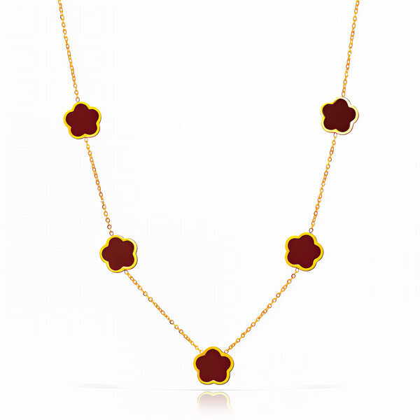 "Flower Meadow" Necklace, 18K Gold Plated Steel