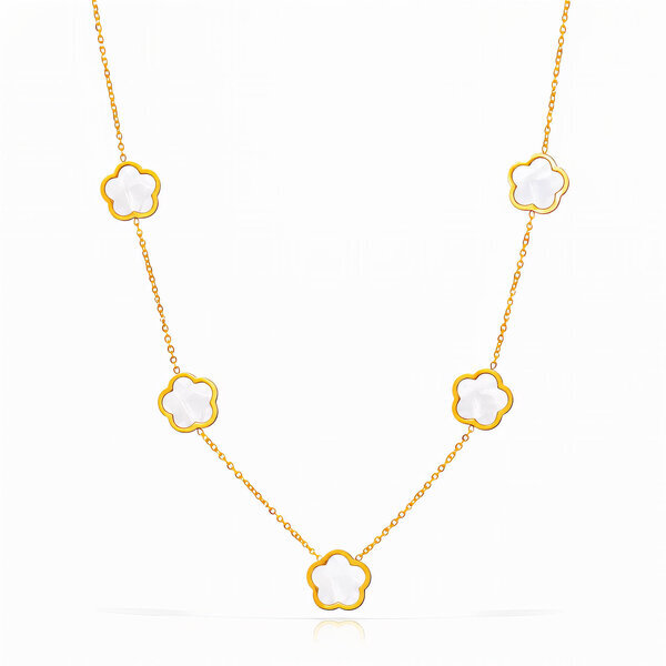 "Flower Meadow" Necklace, 18K Gold Plated Steel