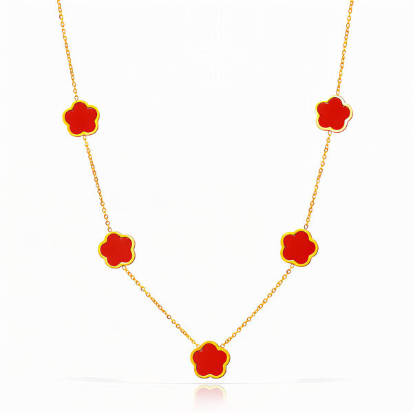 "Flower Meadow" Necklace, 18K Gold Plated Steel