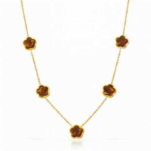 "Flower Meadow" Necklace, 18K Gold Plated Steel