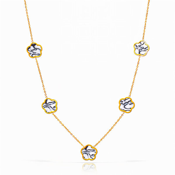 "Flower Meadow" Necklace, 18K Gold Plated Steel