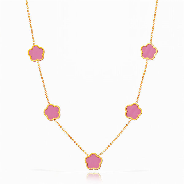 "Flower Meadow" Necklace, 18K Gold Plated Steel
