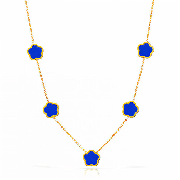 "Flower Meadow" Necklace, 18K Gold Plated Steel