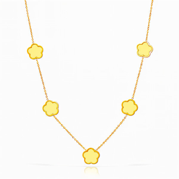 "Flower Meadow" Necklace, 18K Gold Plated Steel