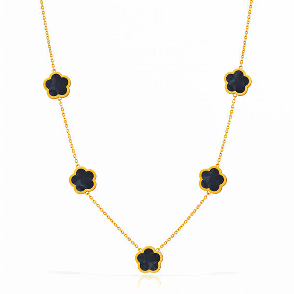"Flower Meadow" Necklace, 18K Gold Plated Steel