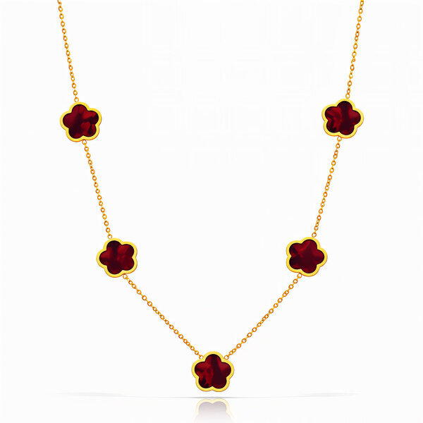 "Flower Meadow" Necklace, 18K Gold Plated Steel