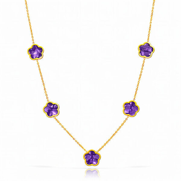 "Flower Meadow" PVD Gold-Plated Steel Necklace - Bubble Pop