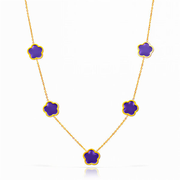 "Flower Meadow" Necklace, 18K Gold Plated Steel