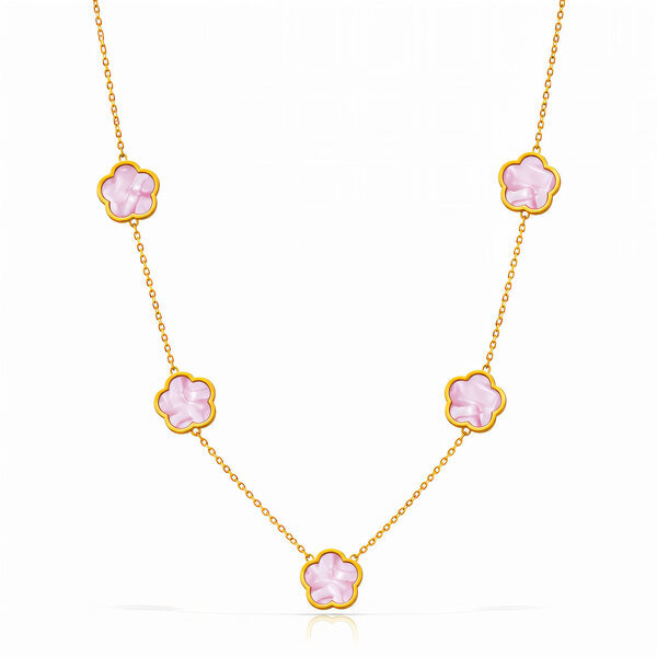 "Flower Meadow" Necklace, 18K Gold Plated Steel