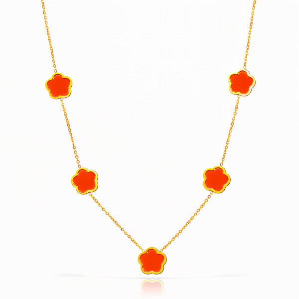 "Flower Meadow" Necklace, 18K Gold Plated Steel