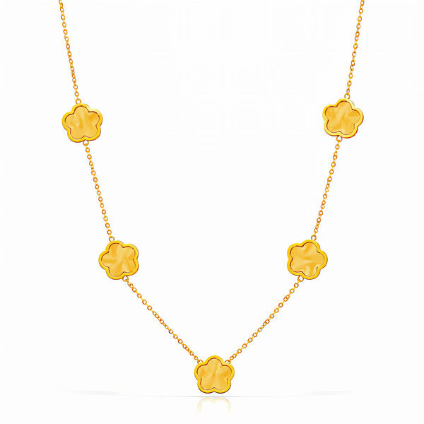 "Flower Meadow" Necklace, 18K Gold Plated Steel