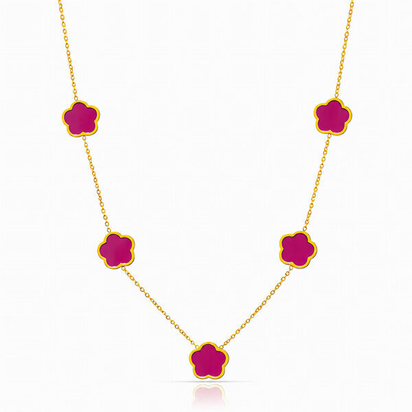 "Flower Meadow" Necklace, 18K Gold Plated Steel