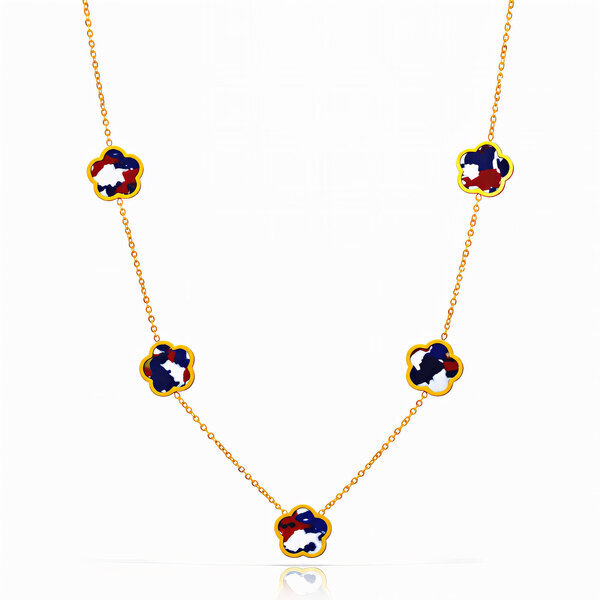 "Flower Meadow" Necklace, 18K Gold Plated Steel