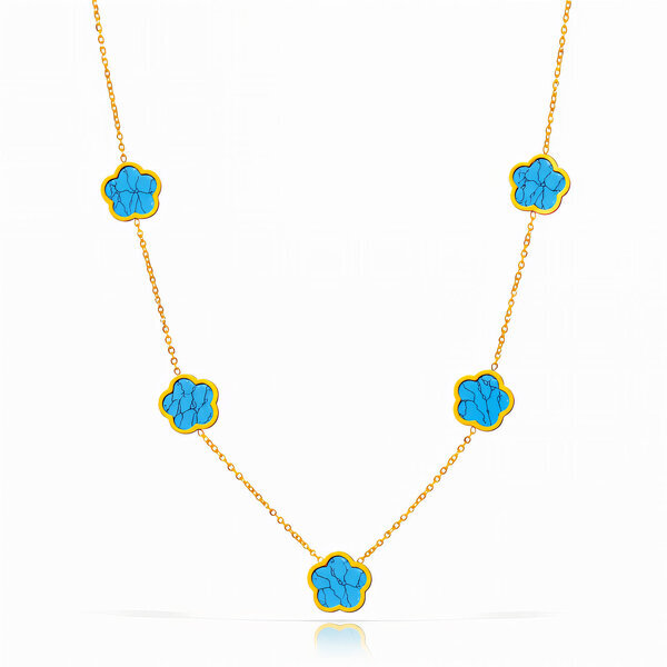 "Flower Meadow" Necklace, 18K Gold Plated Steel
