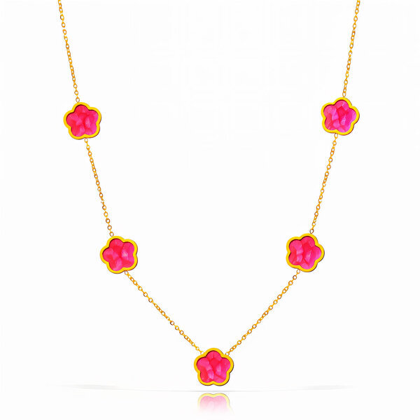 "Flower Meadow" Necklace, 18K Gold Plated Steel