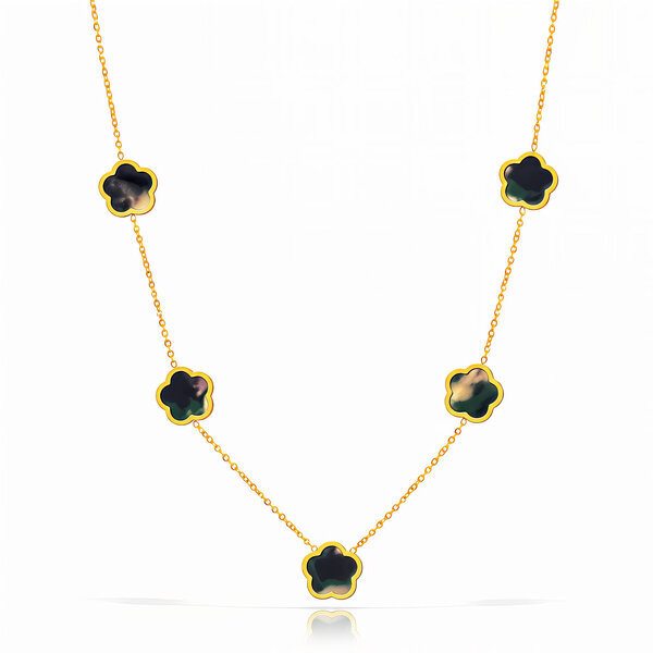 "Flower Meadow" Necklace, 18K Gold Plated Steel