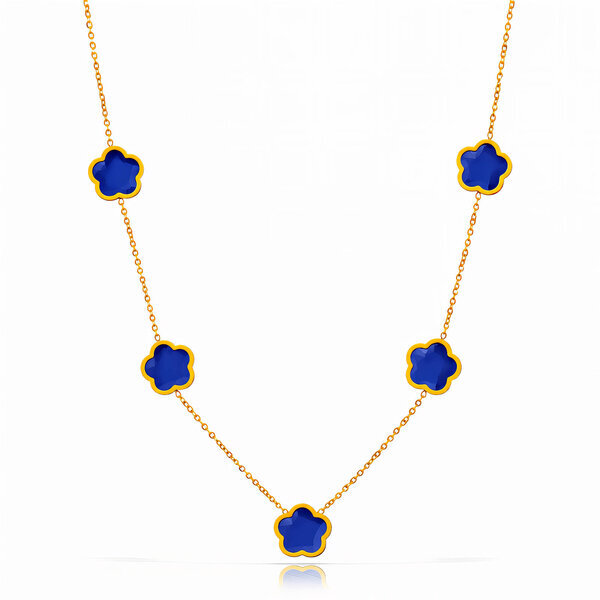 "Flower Meadow" Necklace, 18K Gold Plated Steel
