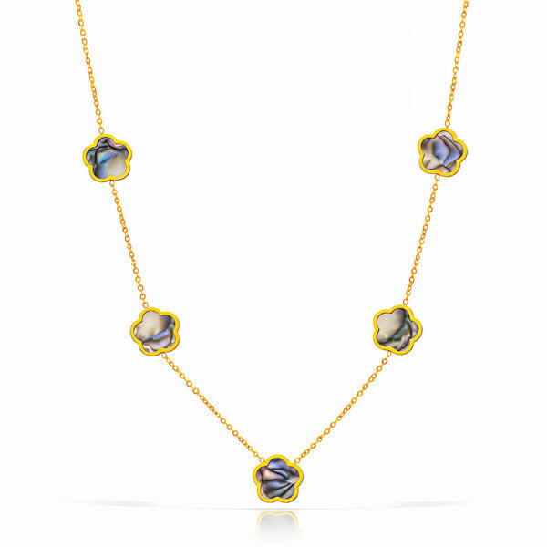 "Flower Meadow" Necklace, 18K Gold Plated Steel