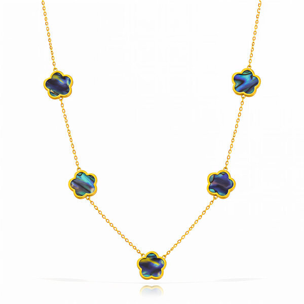 "Flower Meadow" Necklace, 18K Gold Plated Steel