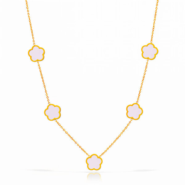 "Flower Meadow" Necklace, 18K Gold Plated Steel