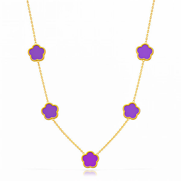 "Flower Meadow" Necklace, 18K Gold Plated Steel