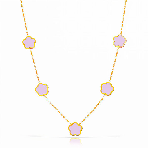 "Flower Meadow" Necklace, 18K Gold Plated Steel