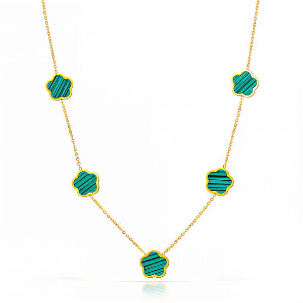 "Flower Meadow" Necklace, 18K Gold Plated Steel