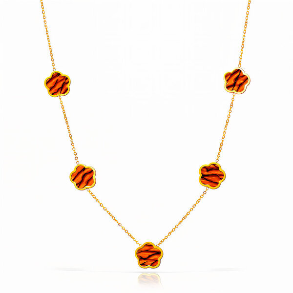 "Flower Meadow" Necklace, 18K Gold Plated Steel