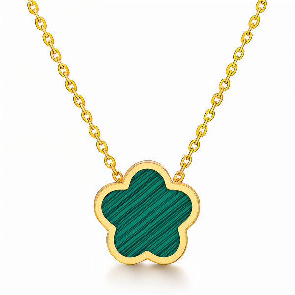 "Flower" Necklace, 18K Gold Plated Steel