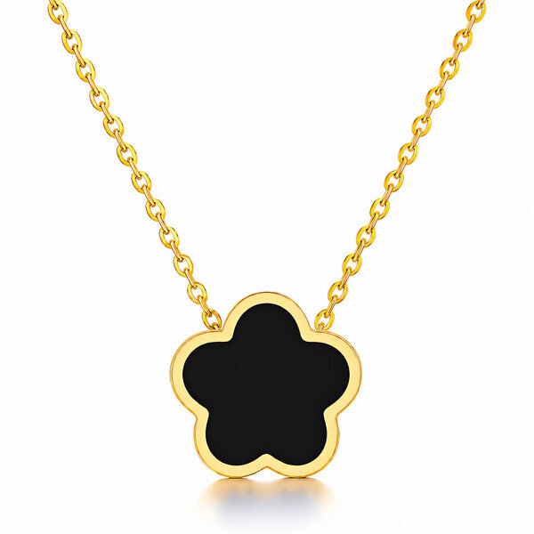 "Flower" Necklace, 18K Gold Plated Steel