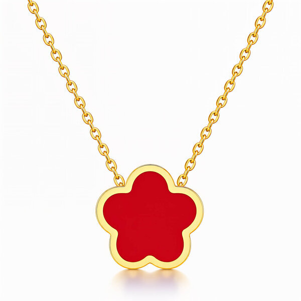 "Flower" Necklace, 18K Gold Plated Steel