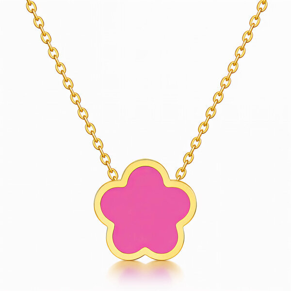 "Flower" Necklace, 18K Gold Plated Steel