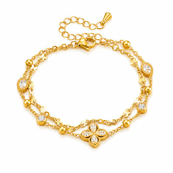 "Flower" PVD Gold-Plated Steel Bracelet - Intensity