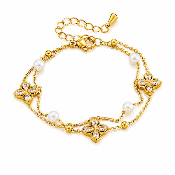 "Flower Meadow" PVD Gold-Plated Steel Bracelet - Intensity