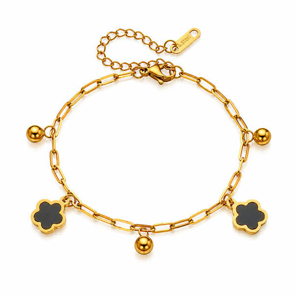 "Flowers" PVD Gold-Plated Steel Bracelet - Intensity