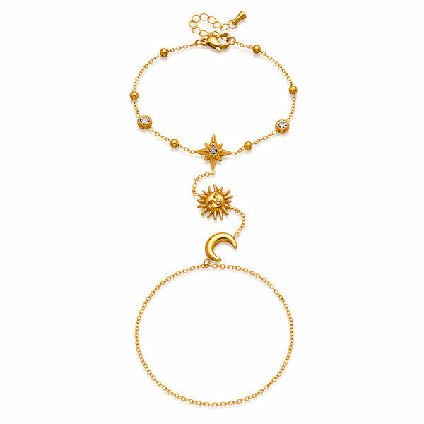 "Crescent And Sun" PVD Gold-Plated Steel Bracelet - Intensity