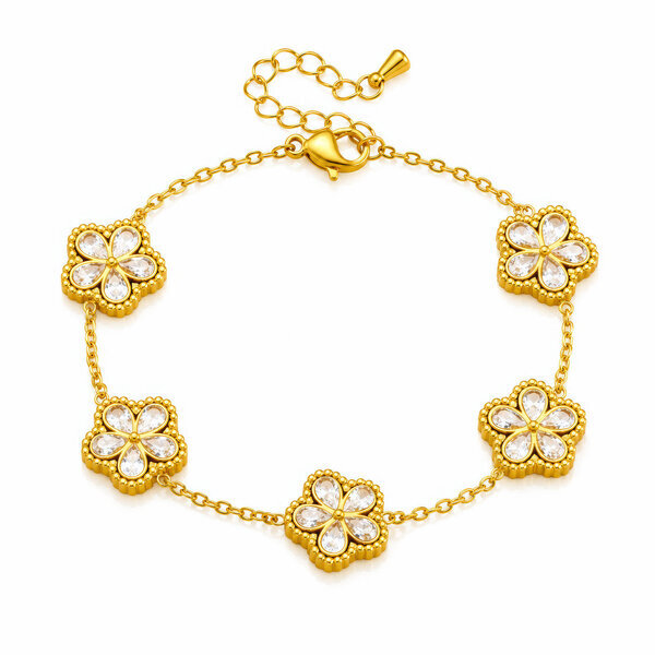 "Flower Meadow" PVD Gold-Plated Steel Bracelet - Intensity