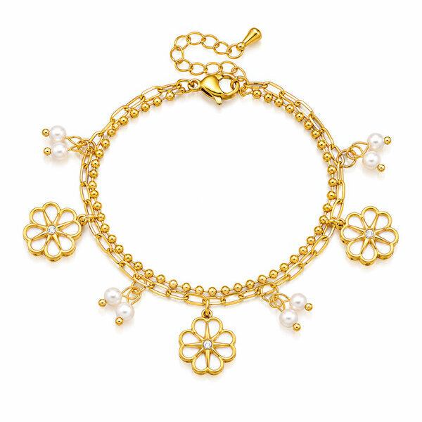 "Flower Meadow" PVD Gold-Plated Steel Bracelet - Intensity