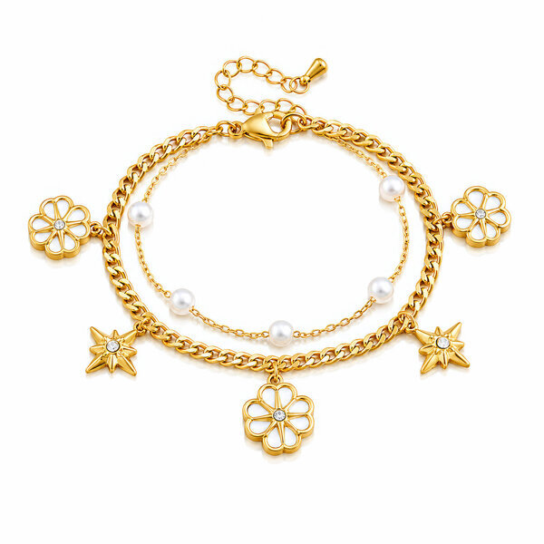 "Flower Meadow" PVD Gold-Plated Steel Bracelet - Intensity