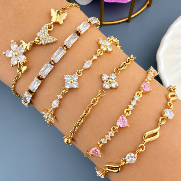 "Flower Meadow" PVD Gold-Plated Steel Bracelet - Intensity