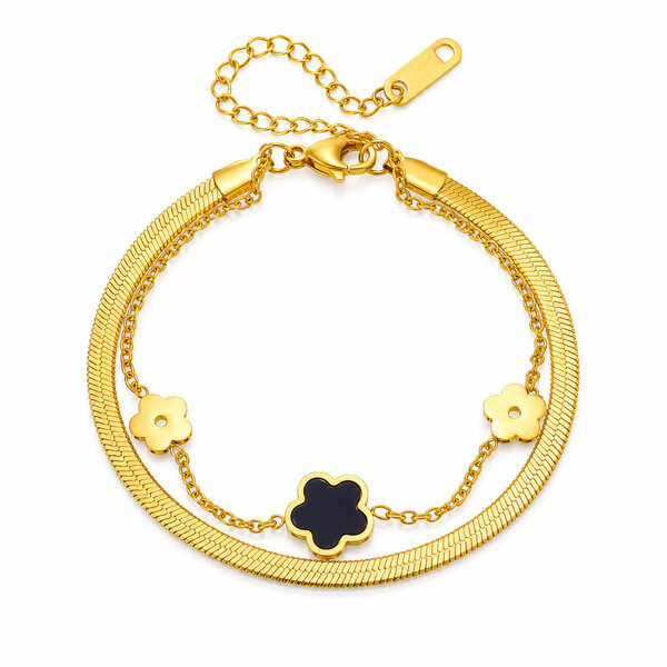 "Flower Meadow" PVD Gold-Plated Steel Bracelet - Intensity