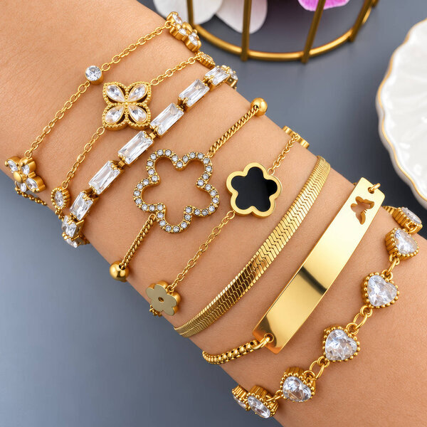 "Flower Meadow" PVD Gold-Plated Steel Bracelet - Intensity