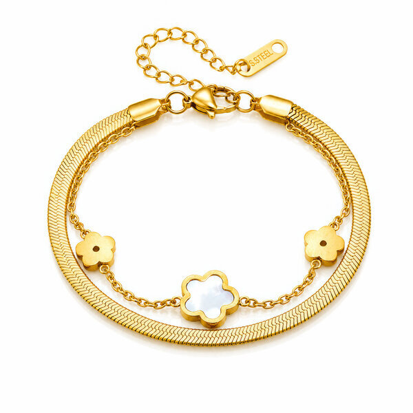 "Flower Meadow" PVD Gold-Plated Steel Bracelet - Intensity