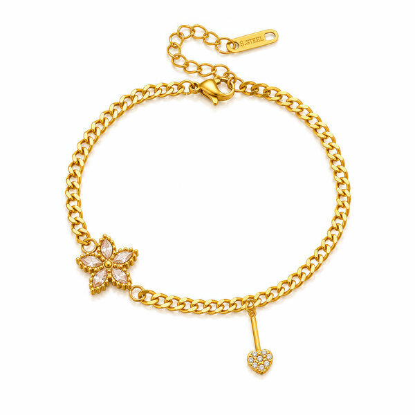 "Flower" PVD Gold-Plated Steel Bracelet - Intensity