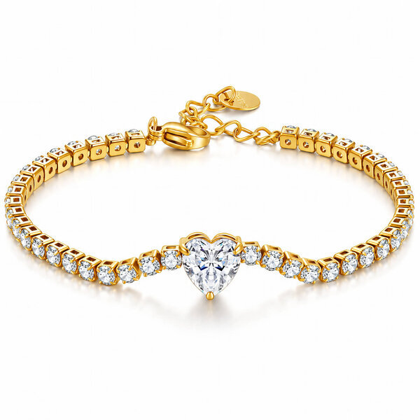 "Heart" Bracelet, 18K Gold Plated Steel
