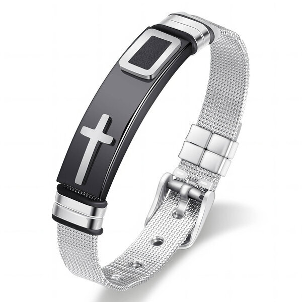 "Crosses" Bracelet, Stainless Steel